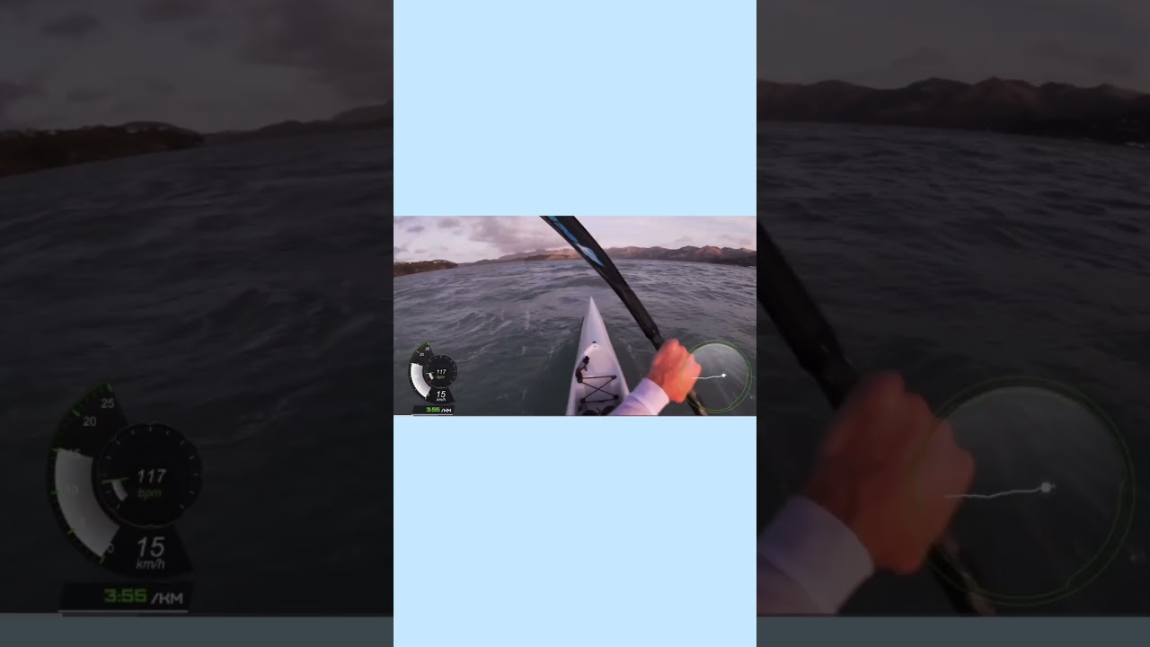 Dashboard downwind with speed and HR on a surf ski