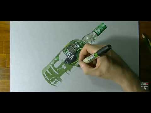 Drawing timelapse:a bottle of Oddka-hyperrealistic art
