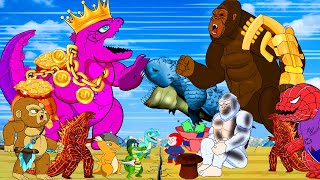SMART GODZILLA X KONG: THE NEW EMPIRE x Ghidorah,brontosaurus,OSTRICH BABY REX & MECHAGodzilla DEATH