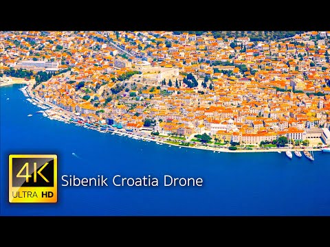 Sibenik Croácia em drone 4K UHD