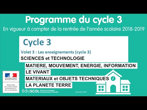 15. SCIENCES et TECHNOLOGIE - Matière, Vivant, Objets, La Terre - CM1 CM2 6ème - Programme Cycle 3