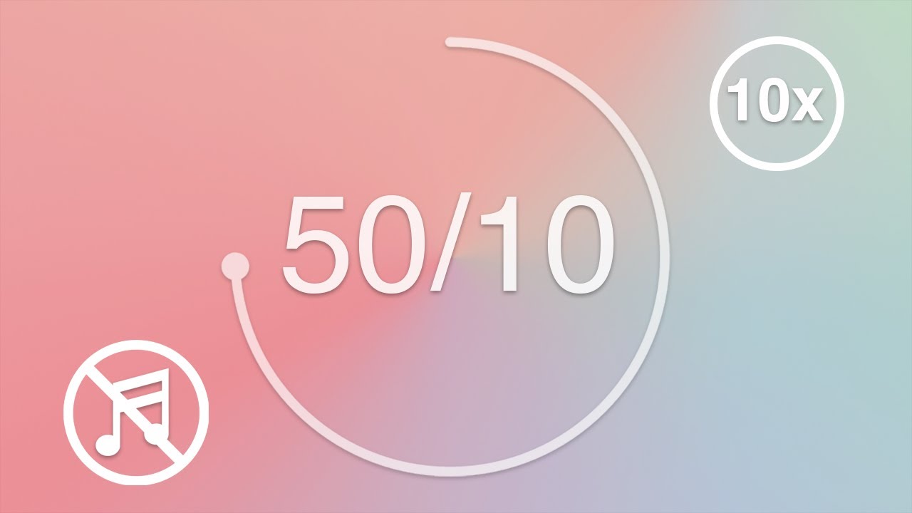 50 Minute Pomodoro Timer / 10 Minute Break - Pastel Color Wheel - Re
peats 10x - Study & Focus Timer