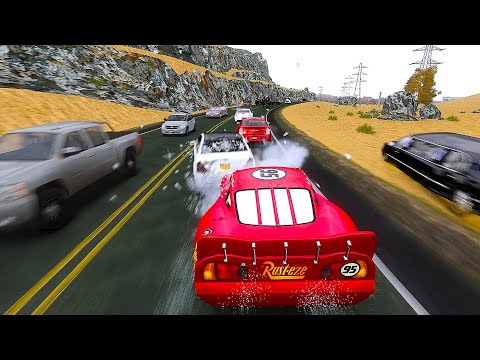 Crazy Lightning McQueen Crashes - GTA 4 Real Car Crashes Ep.74