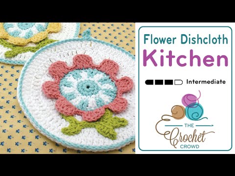 How to Crochet A Dishcloth: Spring Flower | EASY | The Crochet Crowd