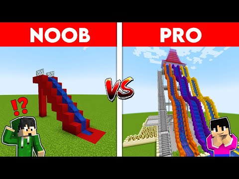 Shannel PH - NOOB vs PRO: BEST WATER SLIDE BUILD CHALLENGE | Minecraft OMOCITY (Tagalog)
