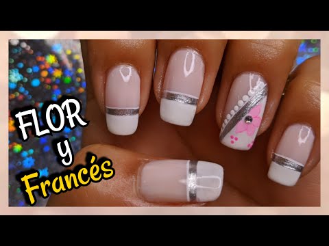 DECORACIÓN DE UÑAS fácil FRANCES y FLOR rosa | FRENCH NAILART ♥ NailArt By Andy