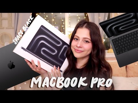 MacBook Pro UNBOXING and setup *space black, m3 pro chip* 💻🖤