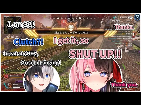 Hinano wins a 1v3 and gets praised by Kamito (Kamito/Hinano Tachibana)