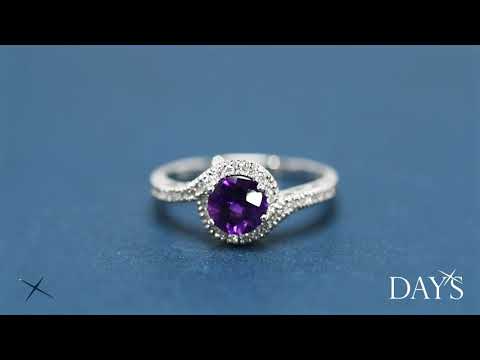 Amethyst Ring in 14kt White Gold with Diamonds (1/10ct tw)