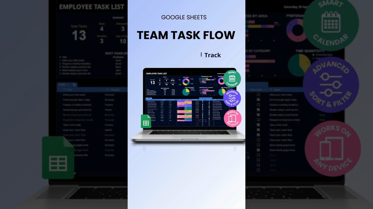 Team Task Flow Google Sheet | Visualize Team Task Workflow #google