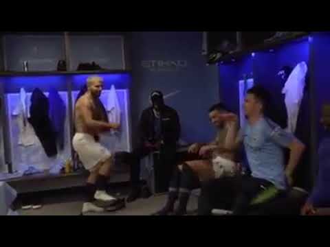 Manchester City Dressing room celebrations [ Aguero dancing - Laporte]