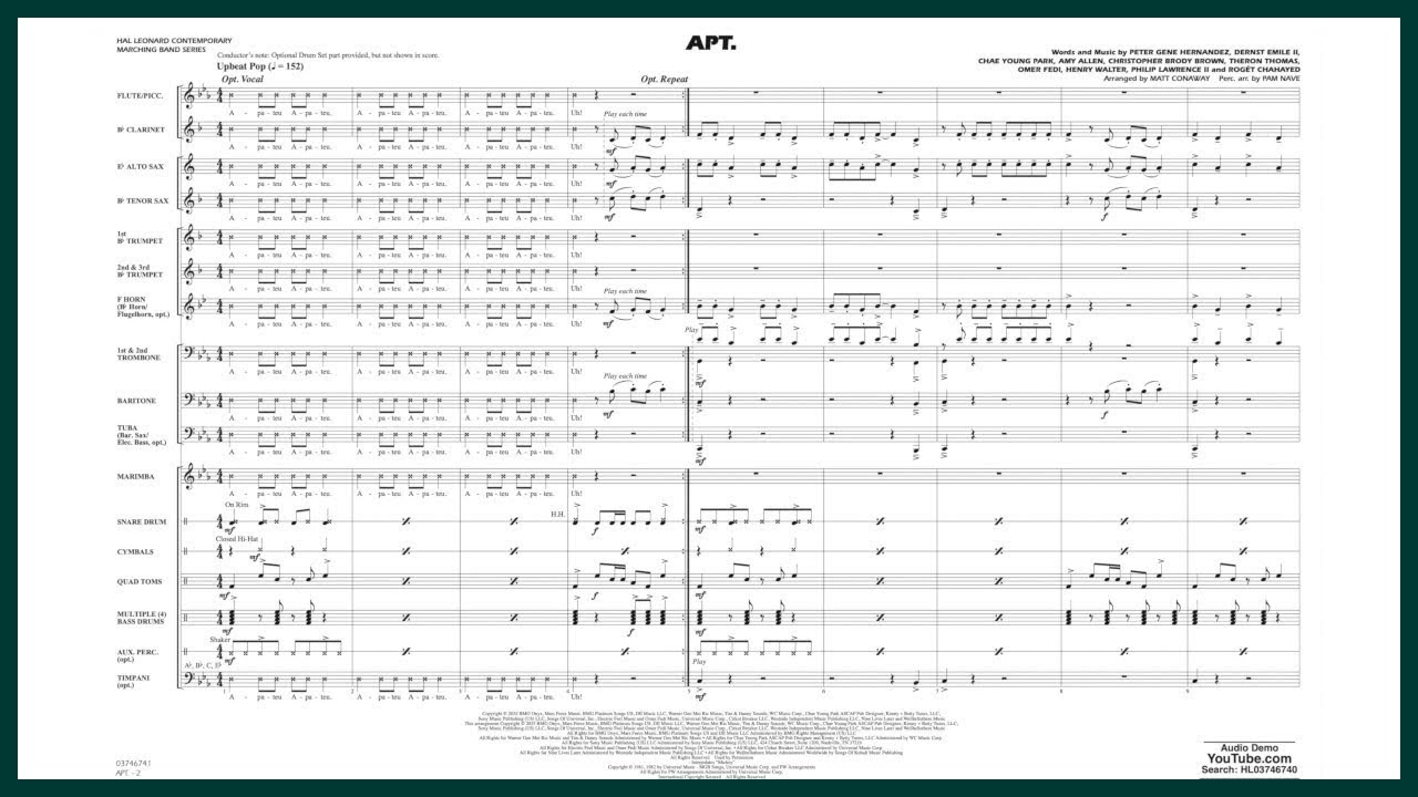 APT. by ROSÉ & Bruno Mars | Arr. Matt Conaway and Pam Nave