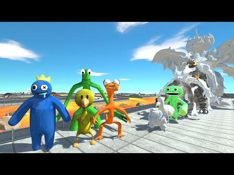 X4 Rainbow Friends vs Albino Army LAVA DEATH RUN - Animal Revolt Battle Simulator