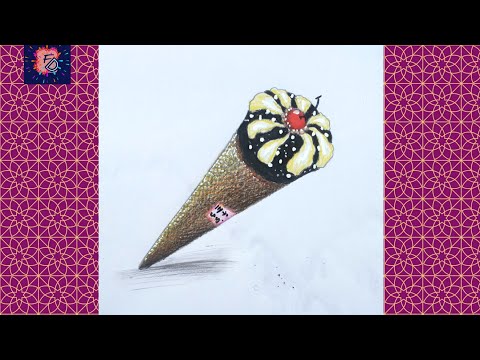How to draw ice- cream . Colour pencil drawing.  Fahmida drawing. 