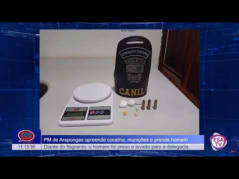 PM DE ARAPONGAS PRENDE HOMEM COM COCAÍNA E MUNIÇÕES