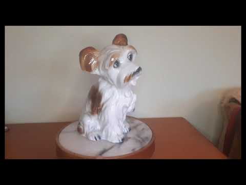 Vintage Romanian JRJS Porcelain Dog Figurine