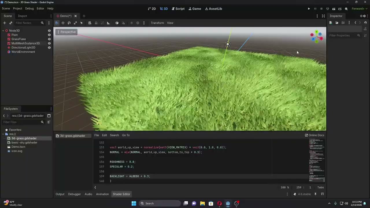 Godot 3D Grass Shader that feels good - Showcase, update - shader tutorial in link below