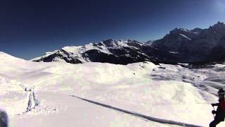 preview picture of video 'Skiing Wengen Switzerland - wengan long first run'