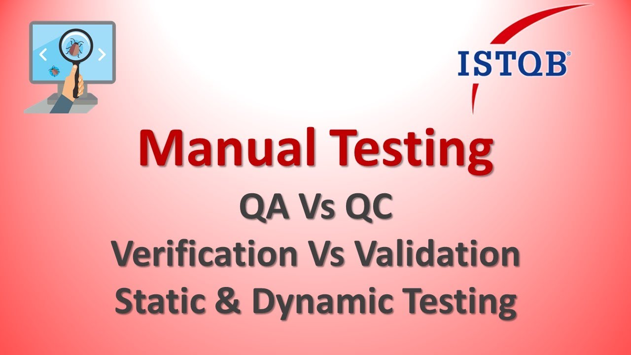 Manual Testing - QA Vs QC, Verification Vs Validation,Static Vs Dynamic Testing
