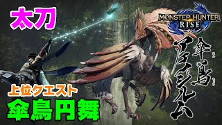 【MHRise】上位クエスト 太刀 アケノシルム：傘鳥円舞「モンハンライズ」