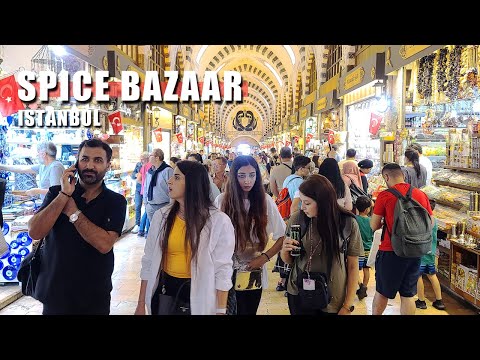Caminhando no Bazar das Especiarias (Bazar Egípcio, Mısır Çarşısı) e Eminönü | Caminhada 4K em Istambul