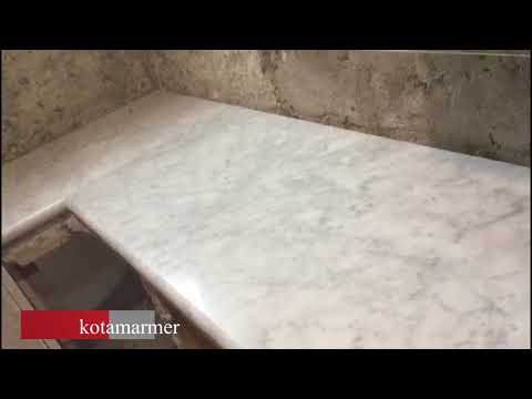 #Pemasangan White Carrara Marmer untuk Kitchen Set