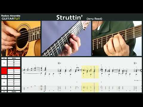 Struttin' - (Jerry Reed) - Tommy Emmanuel - Guitar Tutorial Slow Played Tabs & Score