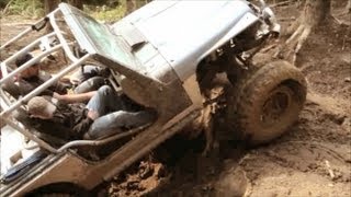Jeep Swallowed By Giant Mud Hole! Huge Jeep Wrangler TJ At Elbe Hills, Extreme 4x4 Action!