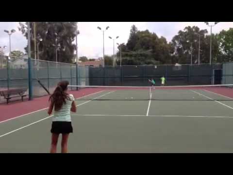 Zoe Bennett hitting a great forehand winner during a sudden death point!