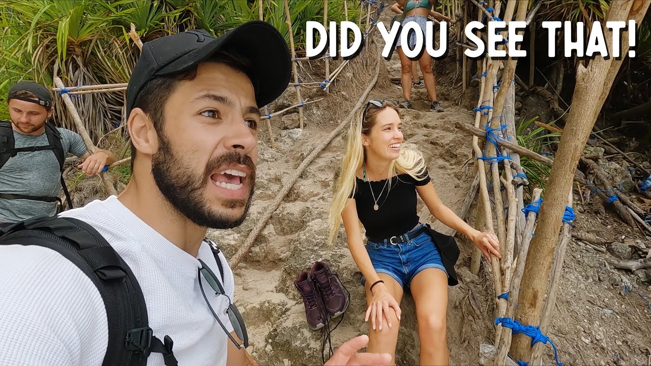 Travelers embark on an exciting adventure to the Kelingking Beach.