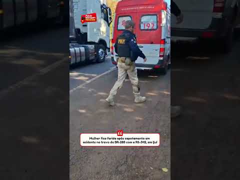 Mulher fica ferida após capotamento em acidente no trevo da BR-285 com a RS-342, em Ijuí