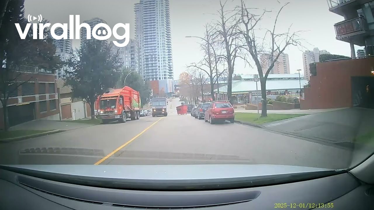 Runaway Dumpster Hits Several Cars || ViralHog