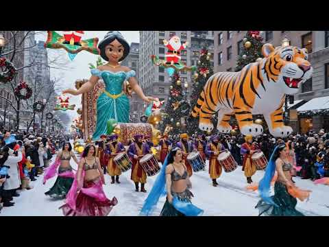 Macy's NYC Christmas Parade 2025 4K – Stunning Panoramic View of Cartoon Giant Balloons
