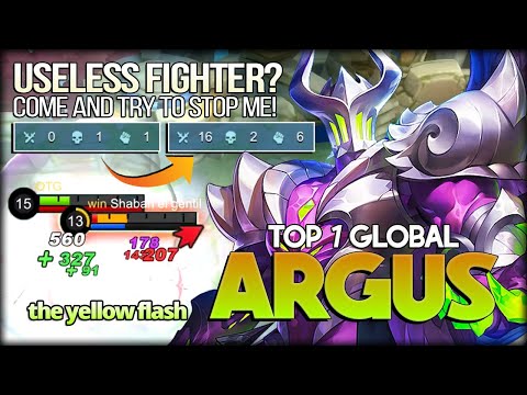 100% Deadly Hyper Carry Argus by the yellow flash Top 1 Global Argus - Mobile Legends