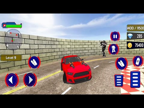 Red Optimus Prime Robot Transforms into Red Robot Race Car–Police Truck Robot Game Gameplay #5