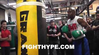 FLOYD MAYWEATHER GIVES TIPS ON TECHNIQUE WHILE TRAINING FOR MARCOS MAIDANA