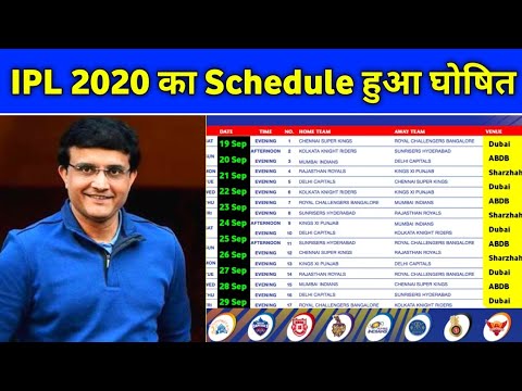IPL 2020 - BCCI Announces New Finalised Schedule For IPL 2020
