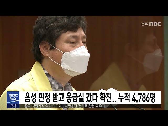음성 판정 받고 응급실 갔다 확진 누적 4,786명
