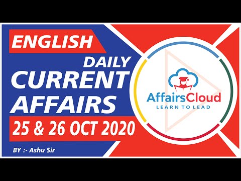 Current Affairs 25 & 26 October 2020 English | Current Affairs | AffairsCloud Today for All Exams