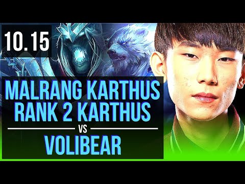 Malrang KARTHUS vs VOLIBEAR (JUNGLE) | Rank 2 Karthus, Rank 7, KDA 13/0/9 | KR Challenger | v10.15