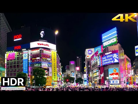 【4K HDR】August 2024: Night Walking Tours in Shibuya & Roppongi // Japan Travel