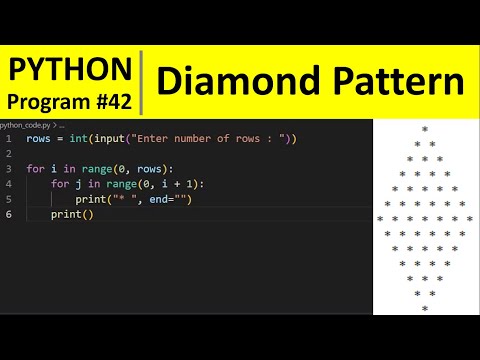 How To Print Diamond Shaped Star Pattern Using Python Python Tutorial For Beginners