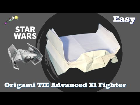 How to make Star Wars origami TIE ADVANCED X1 fighter aircraft.Easy 8-minute paper folding airplane.