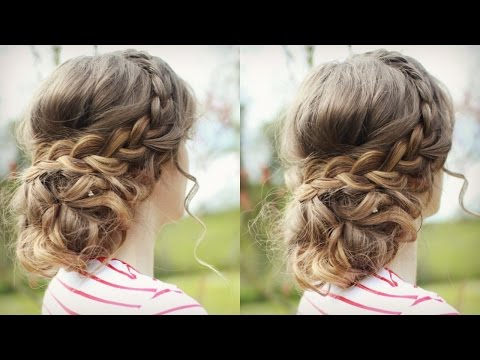 DIY Curly Updo with Braids | Messy Updo Prom |...