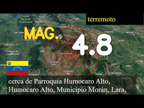 😱🚨  terremoto cerca de la Parroquia Humocaro Alto, Humocaro Alto, Municipio Morán, Lara, Venezuela a