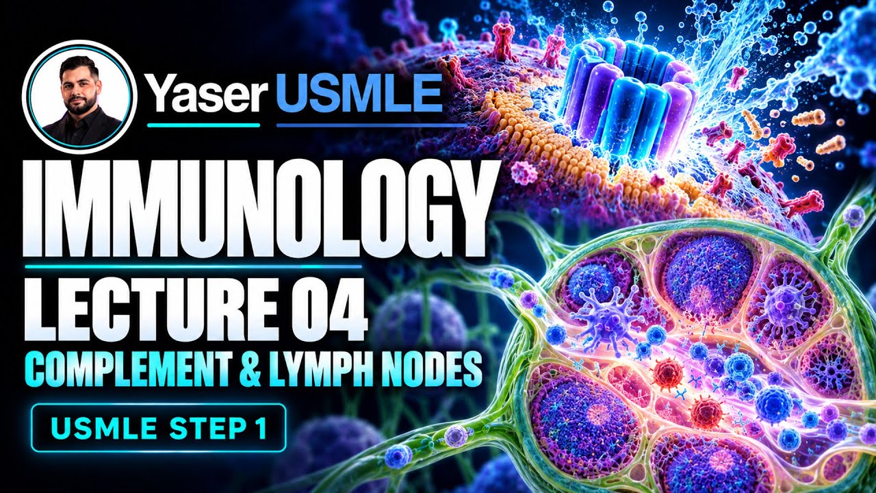 Immunology Lecture 4 (Complements, Anatomy of LNs & Spleen), USMLE Step 1, Arabic، dr Yaser, بالعربي