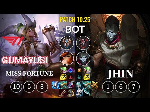 T1 Gumayusi Miss Fortune vs Jhin Bot - KR Patch 10.25