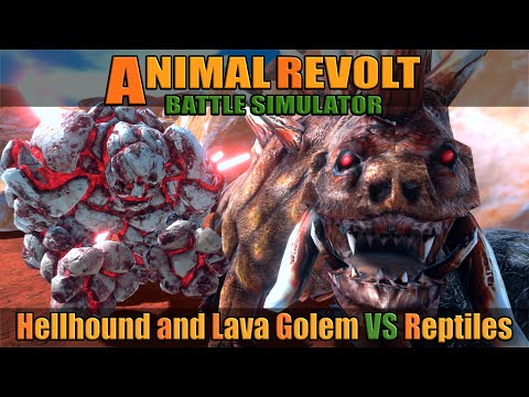 Lava Golem and Hellhound vs Reptiles - Animal Revolt Battle Simulator