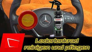 Mercedes Lederlenkrad reinigen und pflegen - Sonax Leather Cleaner Foam und Leder Balsam im Test