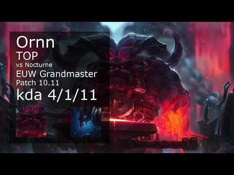 Ornn Top vs Nocturne - EUW Grandmaster 4/1/11 Patch 10.11 Gameplay